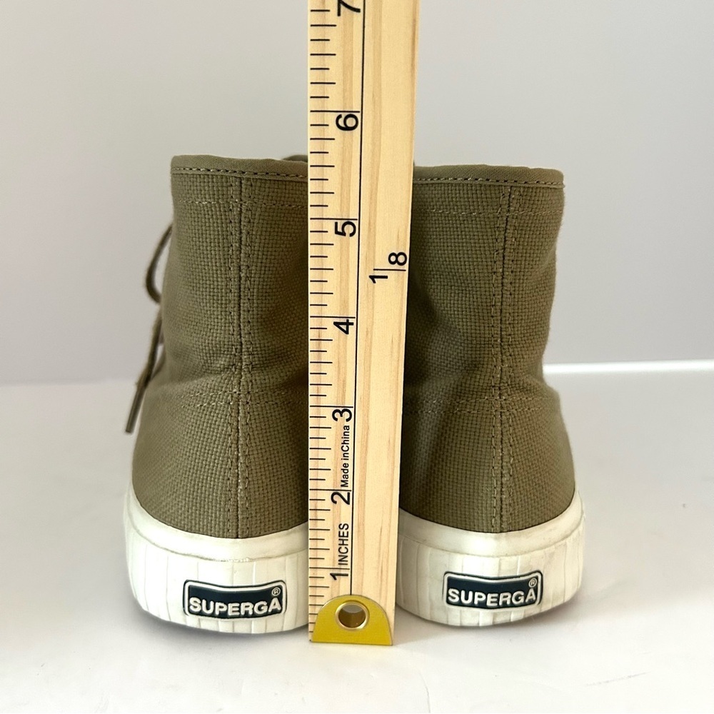 Superga High Top Sneaker Shoe Canvas Fall Comfortable Olive Green Women's Size 8 - Picture 9 of 13